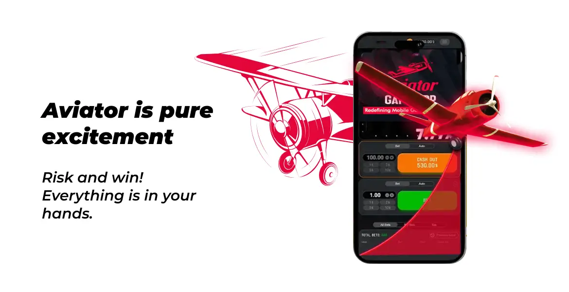 Aviator mobile game app with red plane representing excitement and winnings