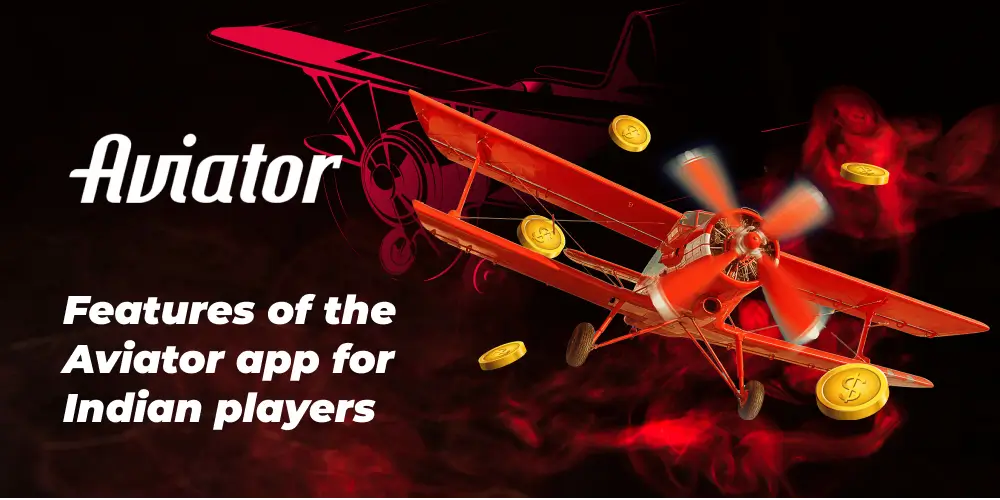 Red airplane with coins representing features of Aviator app for Indian players