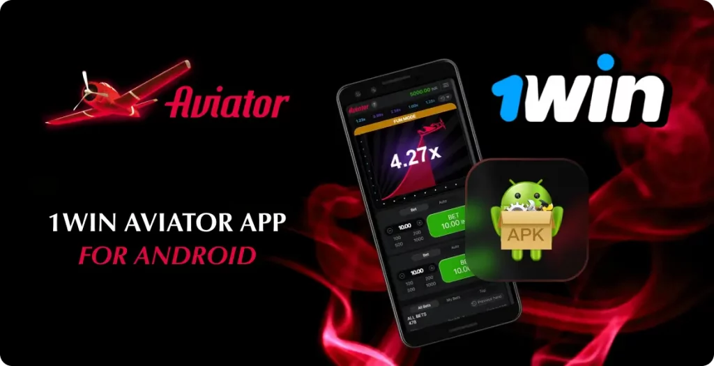 Android version of the 1Win Aviator app with APK download icon