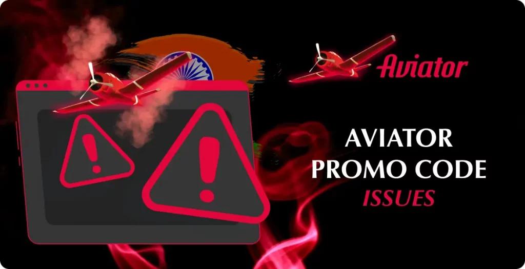 Aviator promo code with alert signs and issues shown on screen