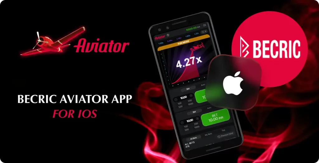 Becric Aviator game app for iOS with game interface and Apple icon