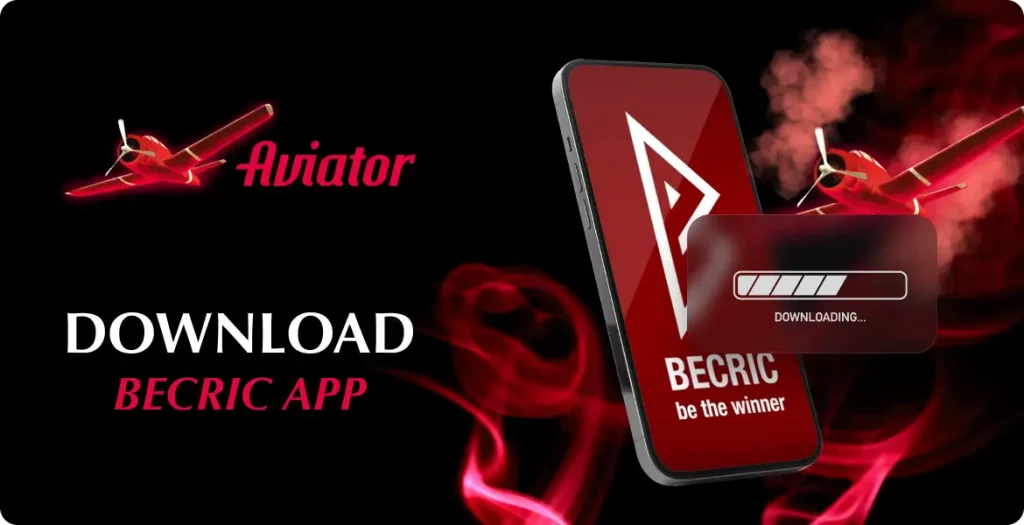 Downloading Becric app for Aviator game shown on mobile screen